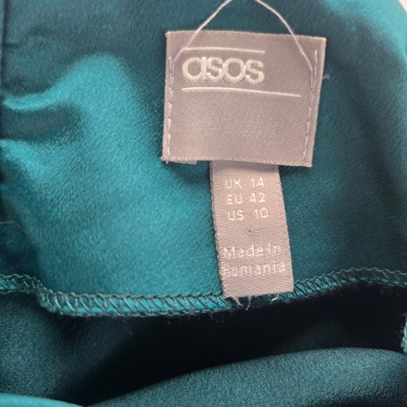  Sleeveless Teal Green Cowl Neck‎ Wide Leg Jumpsuit Culotte Women\'s Size 10